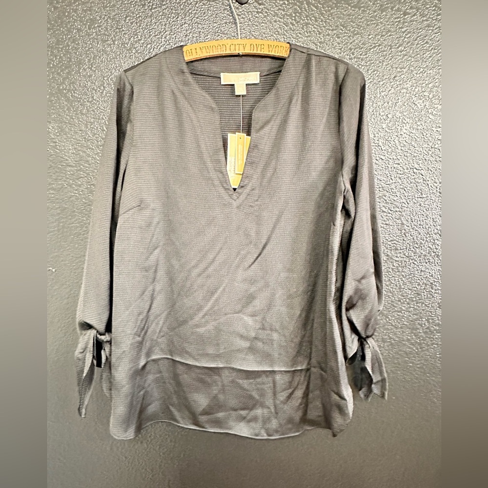 Michael Kors Black V-Neck Tie-Sleeve Tunic
